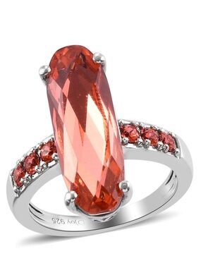 SWAROVSKI Padparasha Crystal Ring. Size 8